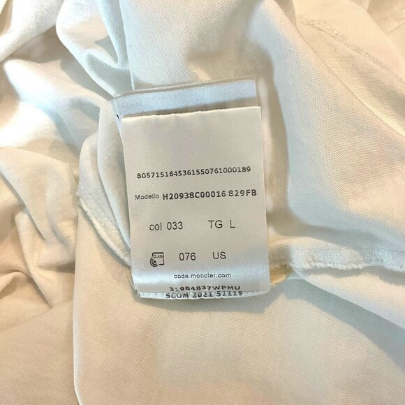 Moncler Rhinestone Logo T-Shirt White Silver Short Sleeve Size L Large Crew Neck - Picture 14 of 14